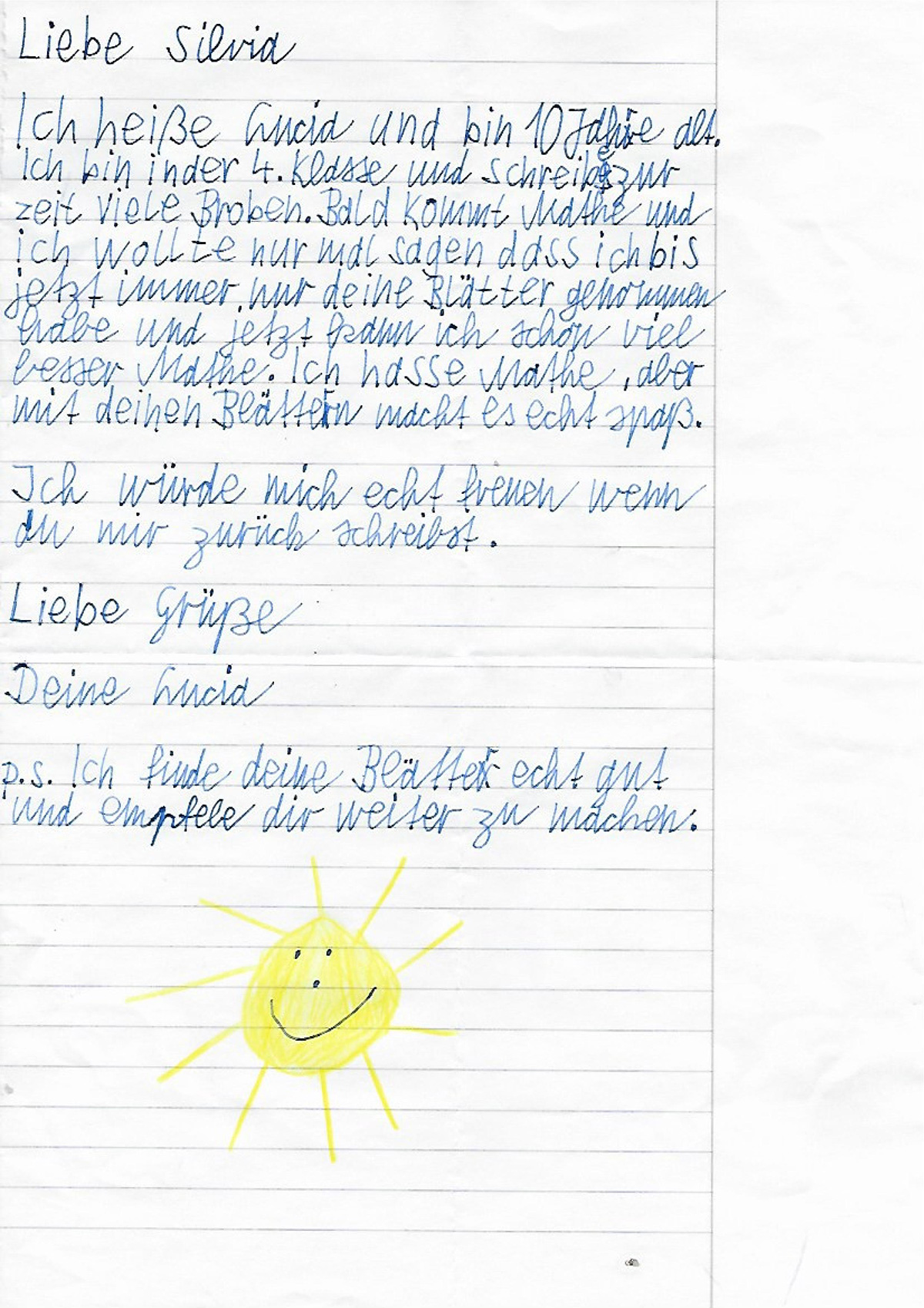 Dankesbrief an Frau Droemer von Lucid