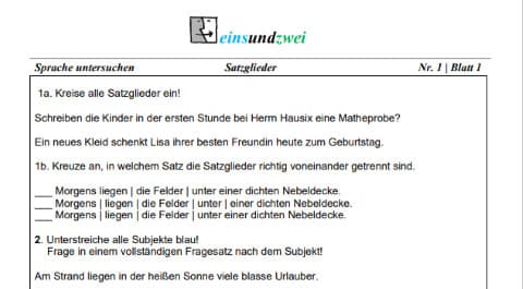 3 Grundschule Deutsch Sprache untersuchen Satzglieder