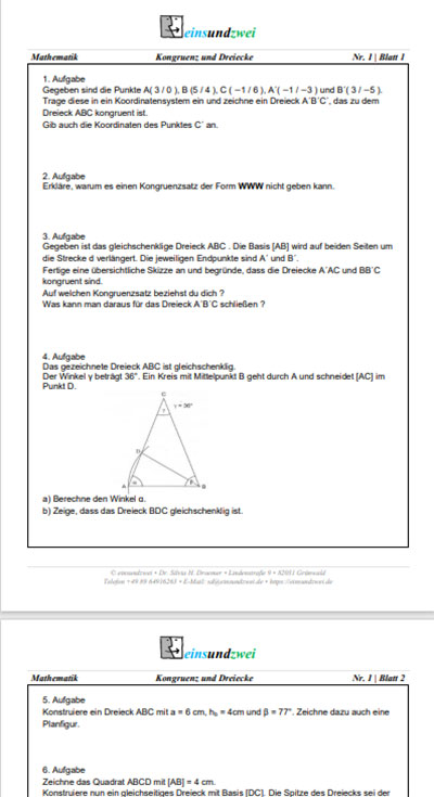 7 Gymnasium Mathematik Kongruenz und Dreiecke